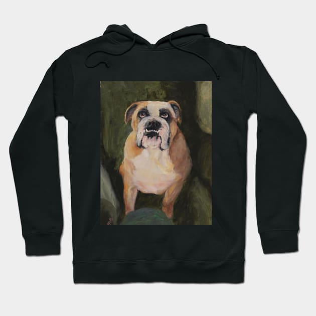 English Bulldog Ruby Rose Hoodie by CoryAcornArt